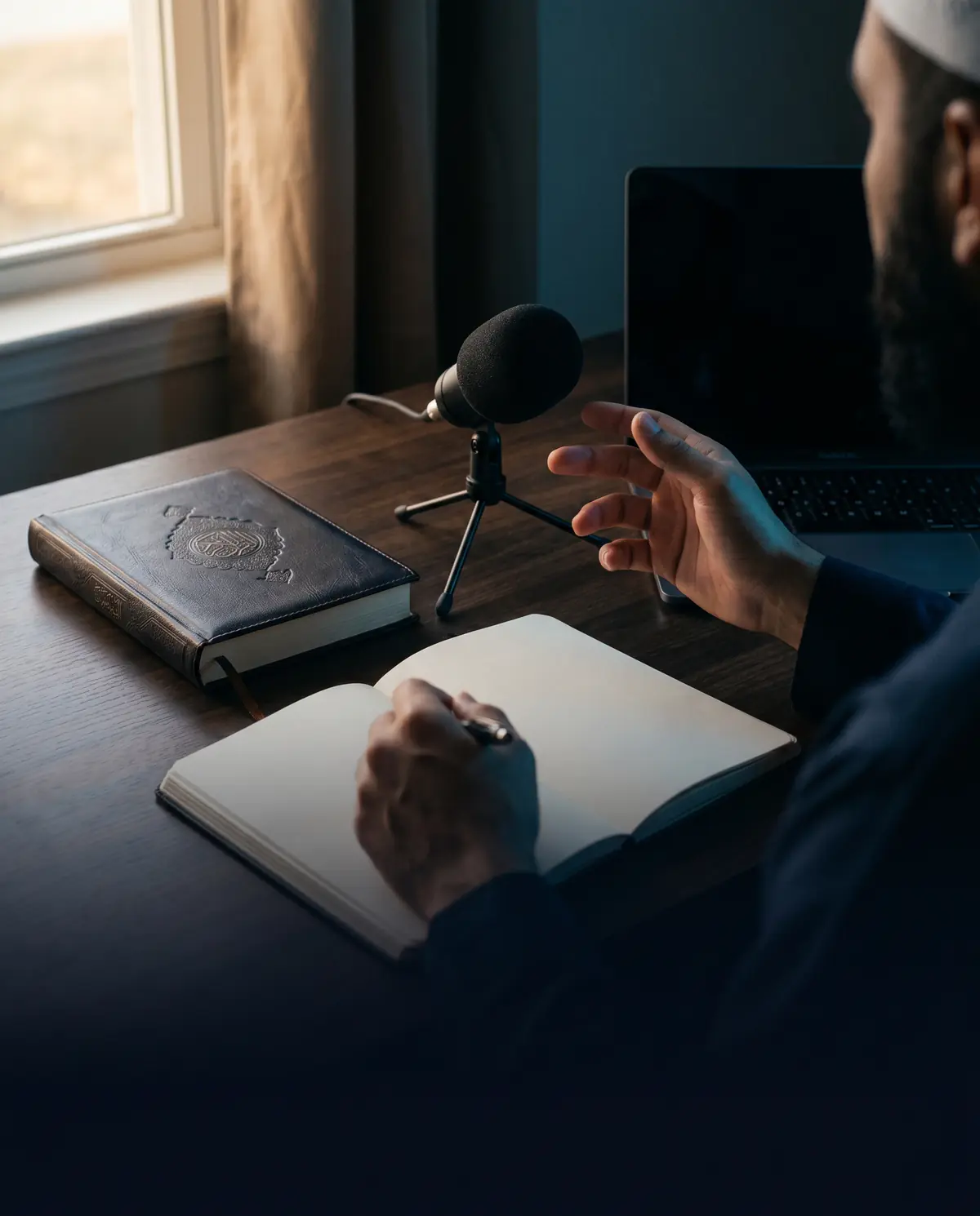 A student reading aloud during a live online Arabic coaching session